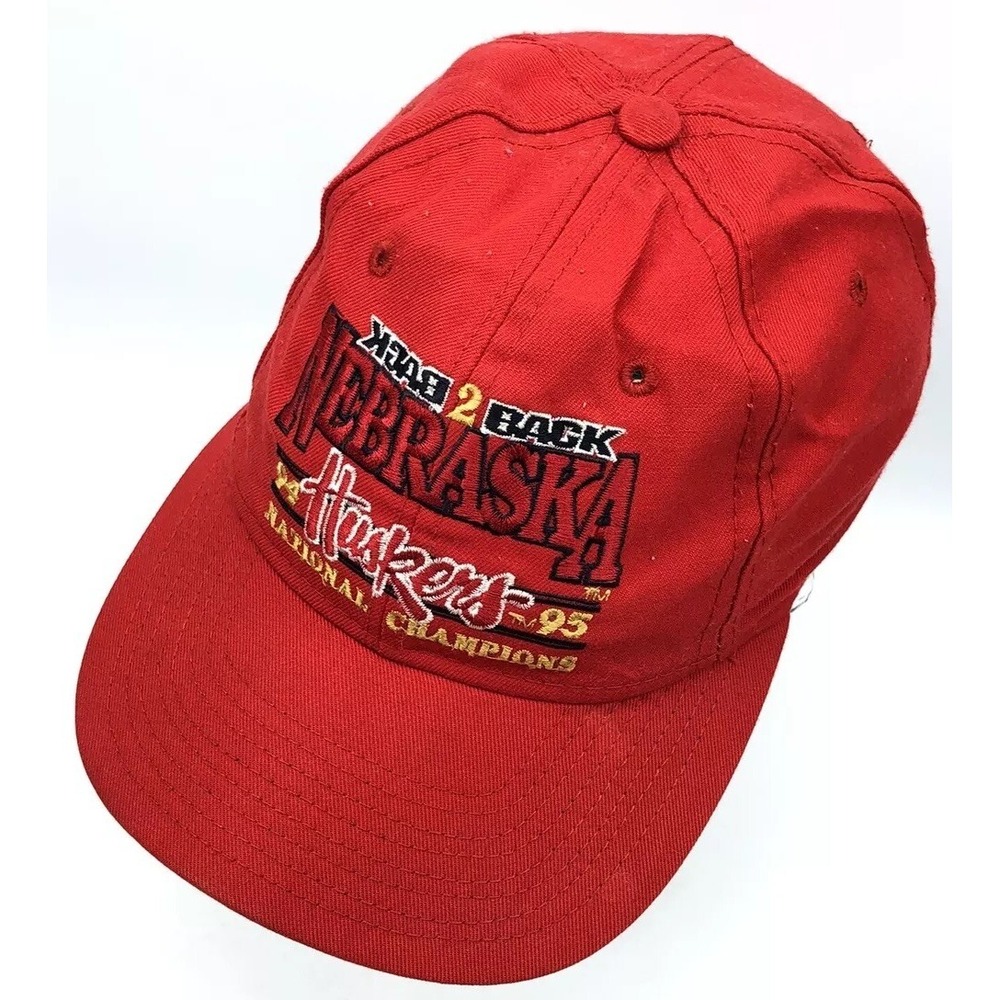 Vintage Nebraska Cornhuskers Fitted Hat Cap Size 6 7/8 Spell Out 90s Champs‎